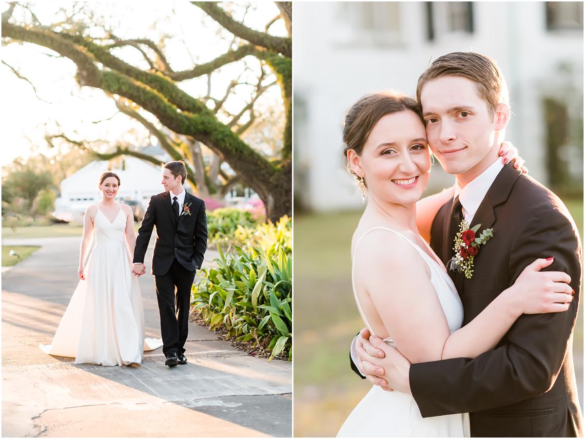 Bride and groom portrait at Grand Bayou Noir