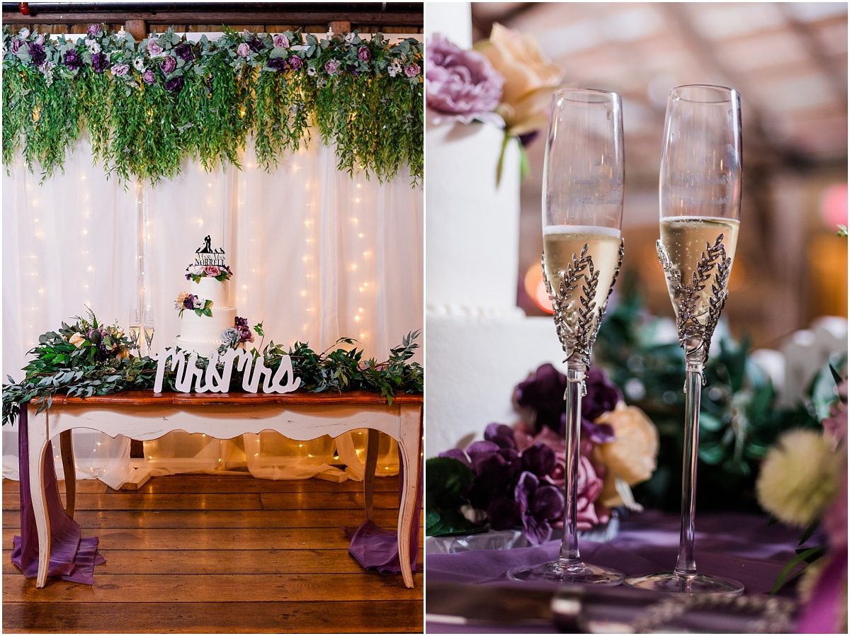 Rustic wedding decor inside Mule Barn at Destrehan Plantation