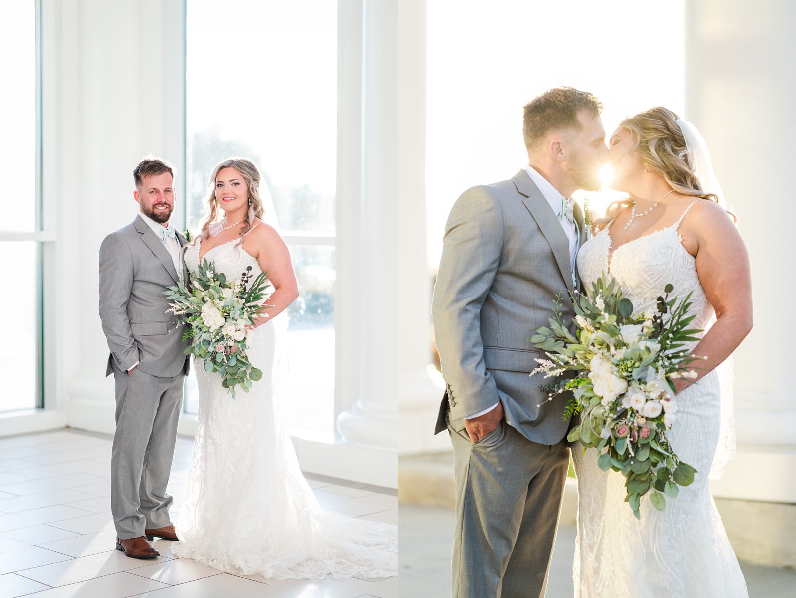 Bride and groom at Jean Lafitte Auditorium wedding in Lafitte, Louisiana